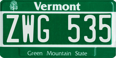 VT license plate ZWG535