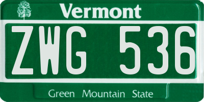 VT license plate ZWG536