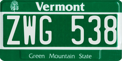 VT license plate ZWG538