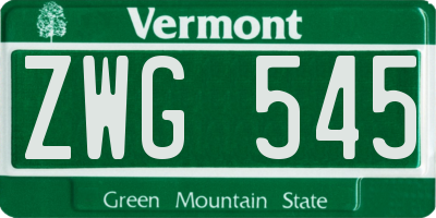 VT license plate ZWG545