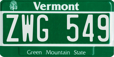 VT license plate ZWG549