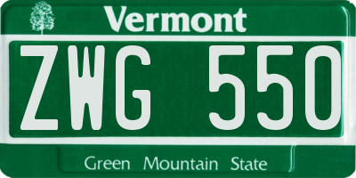 VT license plate ZWG550