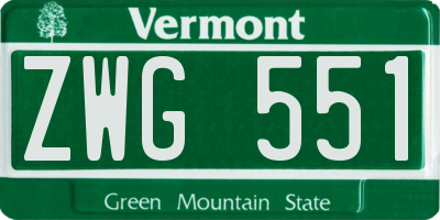 VT license plate ZWG551