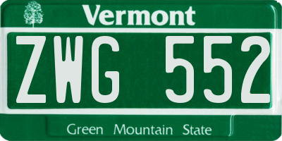 VT license plate ZWG552