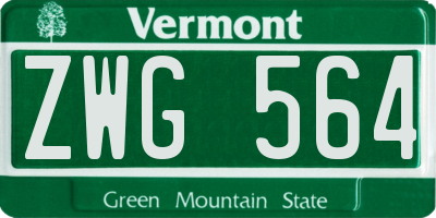 VT license plate ZWG564