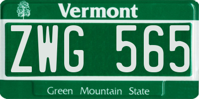 VT license plate ZWG565