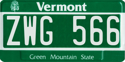 VT license plate ZWG566