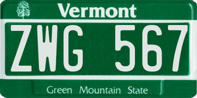 VT license plate ZWG567