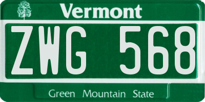 VT license plate ZWG568