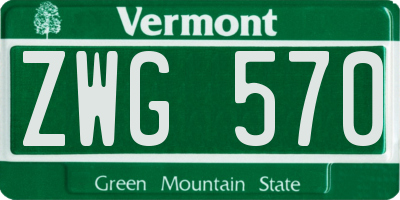 VT license plate ZWG570