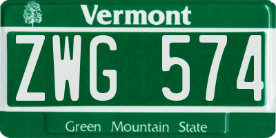 VT license plate ZWG574