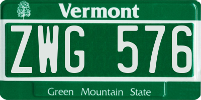 VT license plate ZWG576