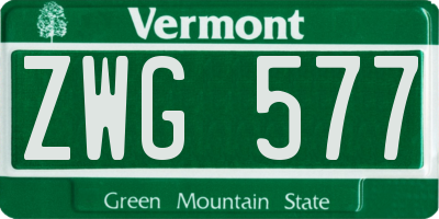 VT license plate ZWG577