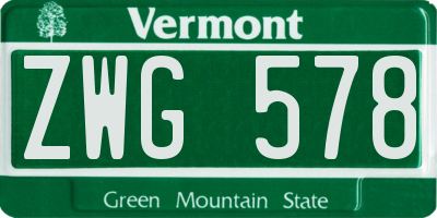 VT license plate ZWG578