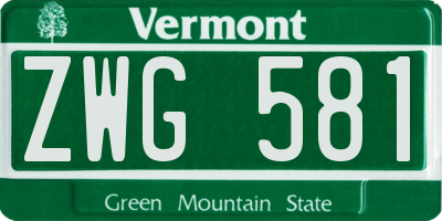 VT license plate ZWG581