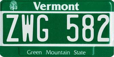 VT license plate ZWG582