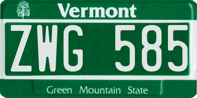 VT license plate ZWG585