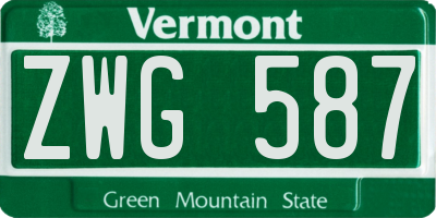 VT license plate ZWG587