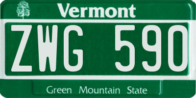 VT license plate ZWG590
