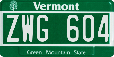 VT license plate ZWG604