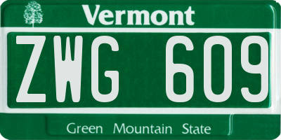 VT license plate ZWG609