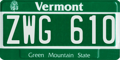 VT license plate ZWG610