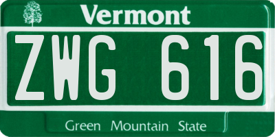 VT license plate ZWG616