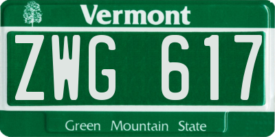 VT license plate ZWG617