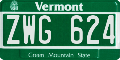 VT license plate ZWG624