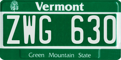 VT license plate ZWG630