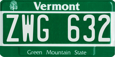 VT license plate ZWG632