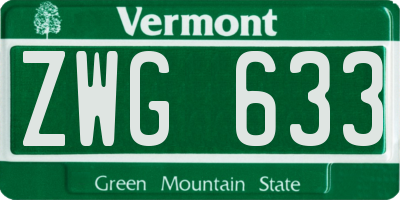 VT license plate ZWG633