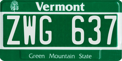 VT license plate ZWG637