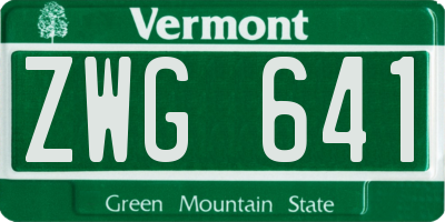 VT license plate ZWG641
