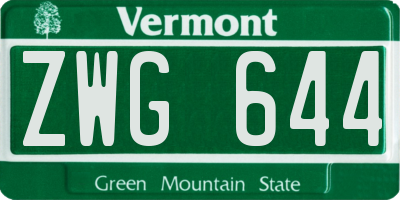 VT license plate ZWG644