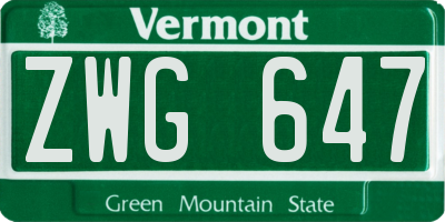 VT license plate ZWG647
