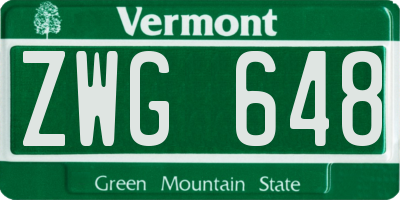 VT license plate ZWG648