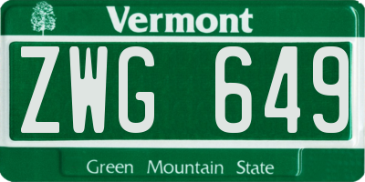 VT license plate ZWG649