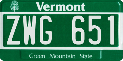 VT license plate ZWG651