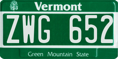 VT license plate ZWG652