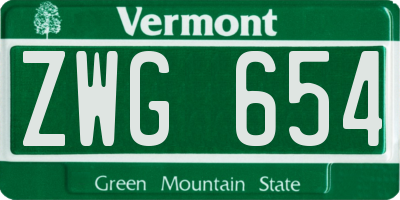 VT license plate ZWG654