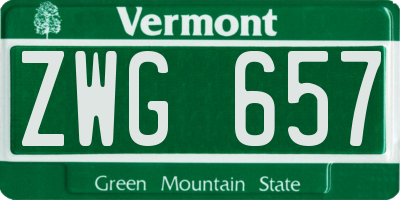 VT license plate ZWG657