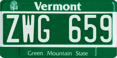 VT license plate ZWG659