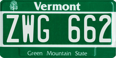 VT license plate ZWG662