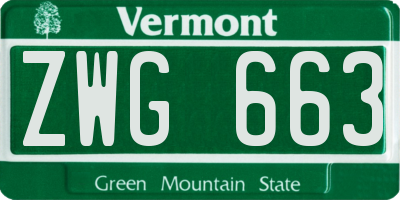 VT license plate ZWG663