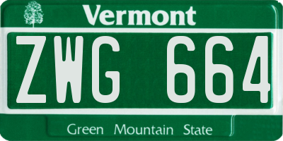 VT license plate ZWG664