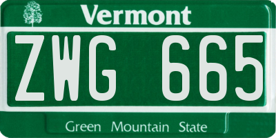 VT license plate ZWG665