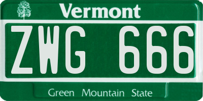 VT license plate ZWG666