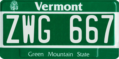 VT license plate ZWG667