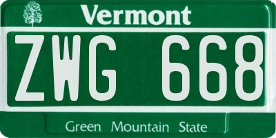 VT license plate ZWG668